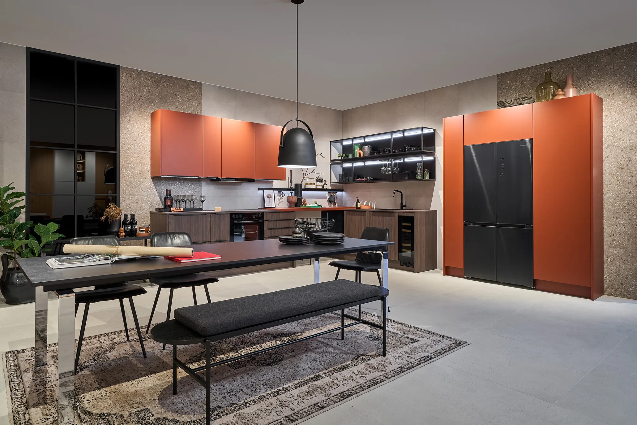 Häcker Concept 130 — tessin walnuss porto selection oxidrot