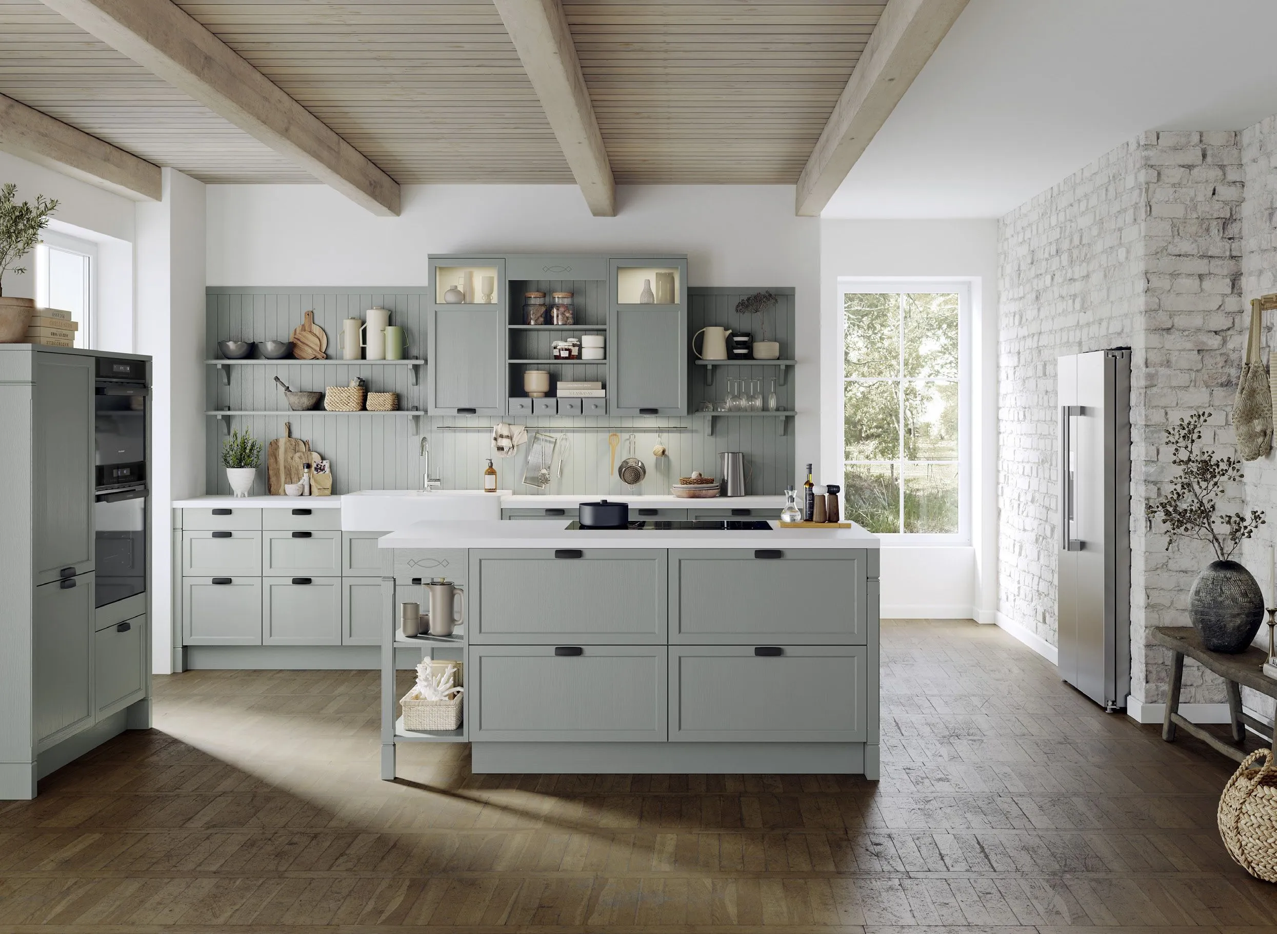 Häcker Concept 130 — sage island brick loft