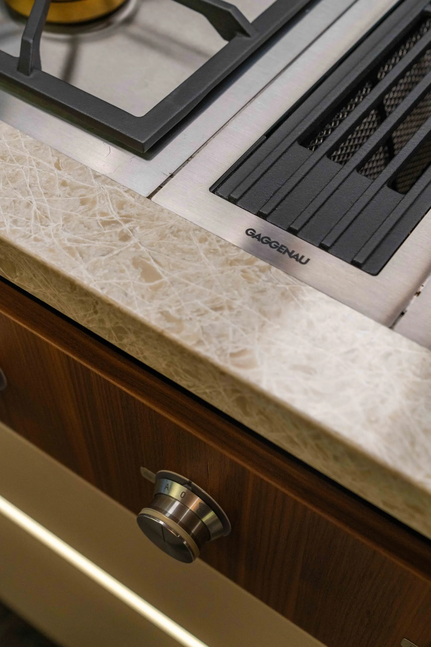 Stone, timber and brushed metal — materials at the Jubilee Hills showroom