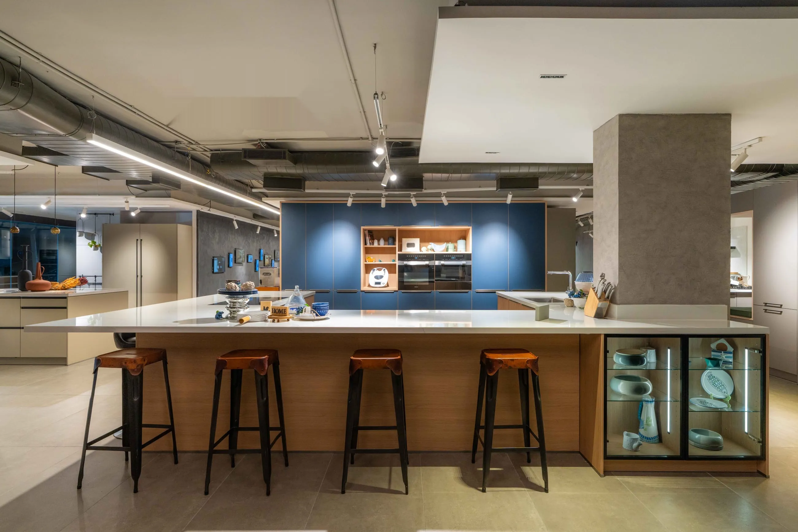 The demonstration kitchen with bar seating at Jubilee Hills